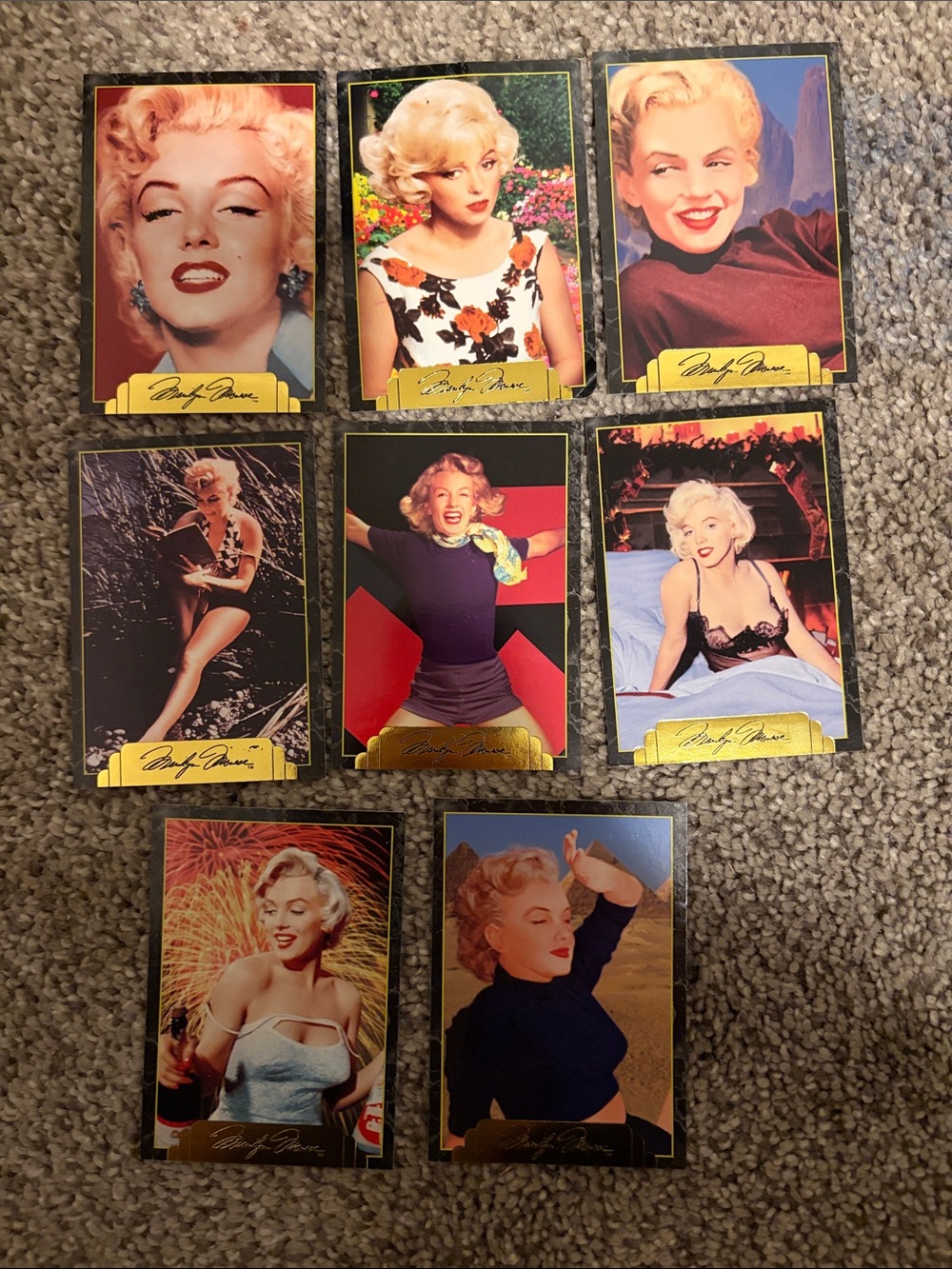 Marilyn Monroe Decorative Collectible Cards – Black, Gold, Red & Blue Accents